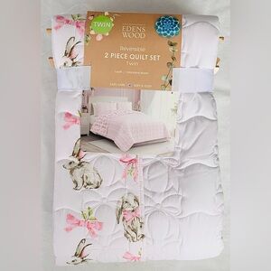 Eden Woods Easter Bunny Bows Reversible Quilt Set - 2pc - Twin